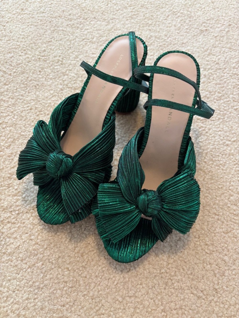 Loeffler Randall Camellia Pleated Green Bow Heels